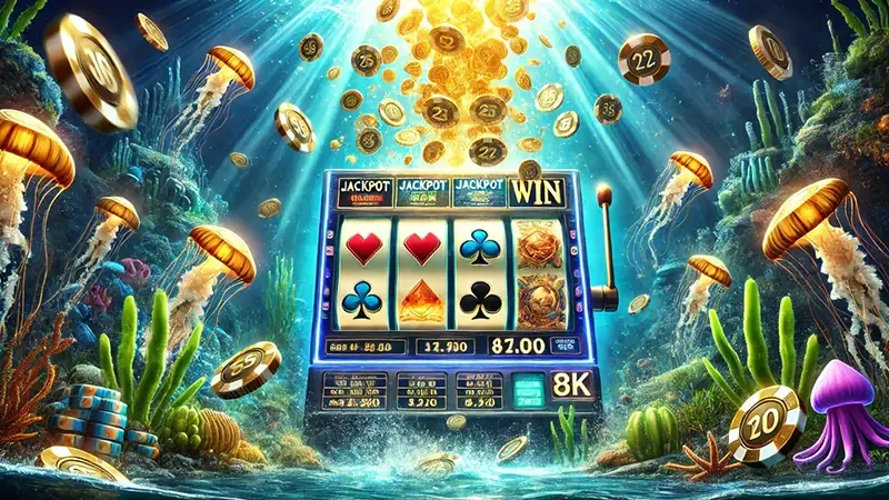 Visual permainan arcade tembak ikan bawah laut di EVOSTOTO
